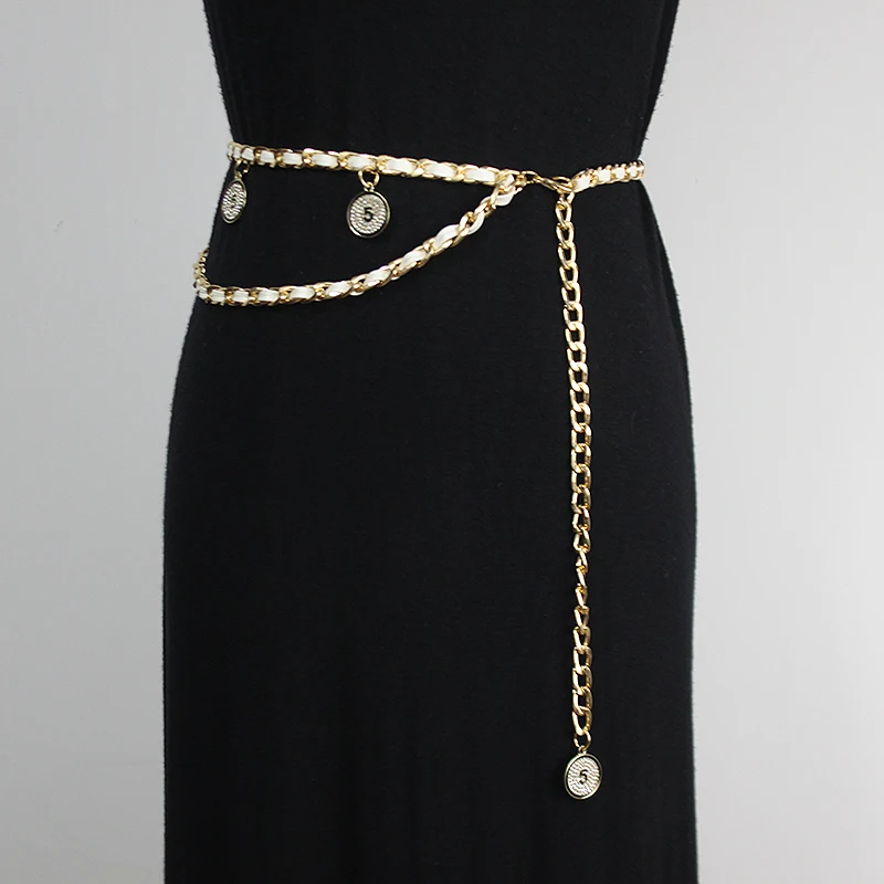 Luxury Designer Metal Chain Belt Double C Original LOGO Famous Brands Belts Pendant Dress Jeans Waist Sweater Chain