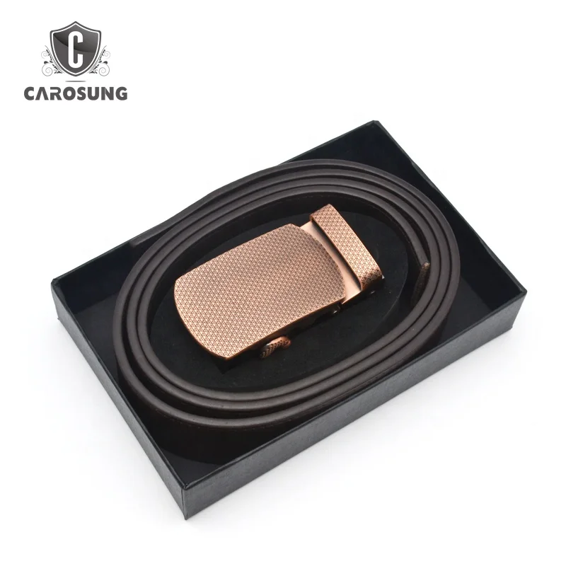 Micro Ratchet buckle Auto Lock Buckle Belt Rose Gold Leather Belt Men Gift Box Genuine Leather Jack Belt