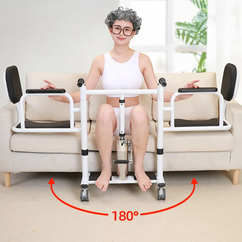 Manual Folding and Movable Lift Chair Wheelchair Shower Chair Commode Toilet Patient Transfer Chair