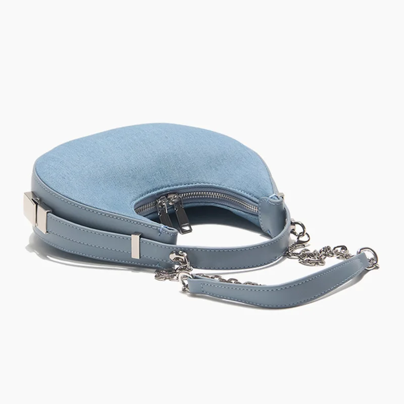 Manufacturer Guangzhou Leather Bag Australia Designer 2021 Half Moon Shoulder Chain Bag Pu Leather Large Hobo Bag