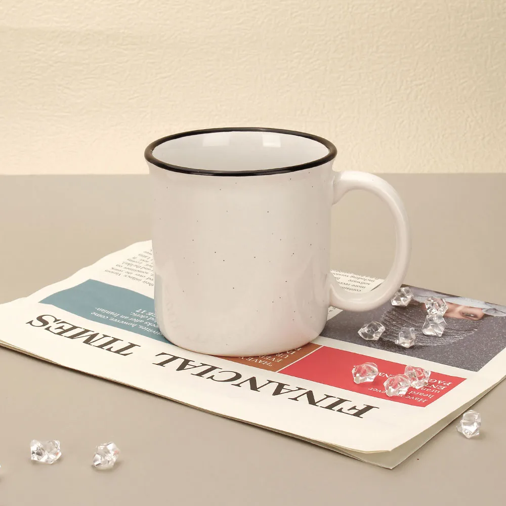 Chipped Look Ceramic Enamel Cup Mug 380ml Color Glazed Stoneware Coffee Mug