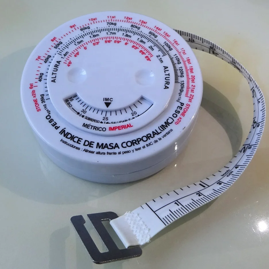 High Quality 150cm Body Mass Index Retractable Measure BMI Calculator Tape for Diet Weight Loss