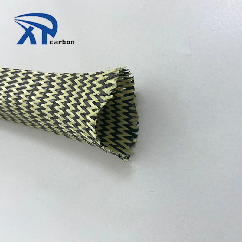 China Supplier high strength carbon kevlars aramid knit fiber braided cable sleeve50mm