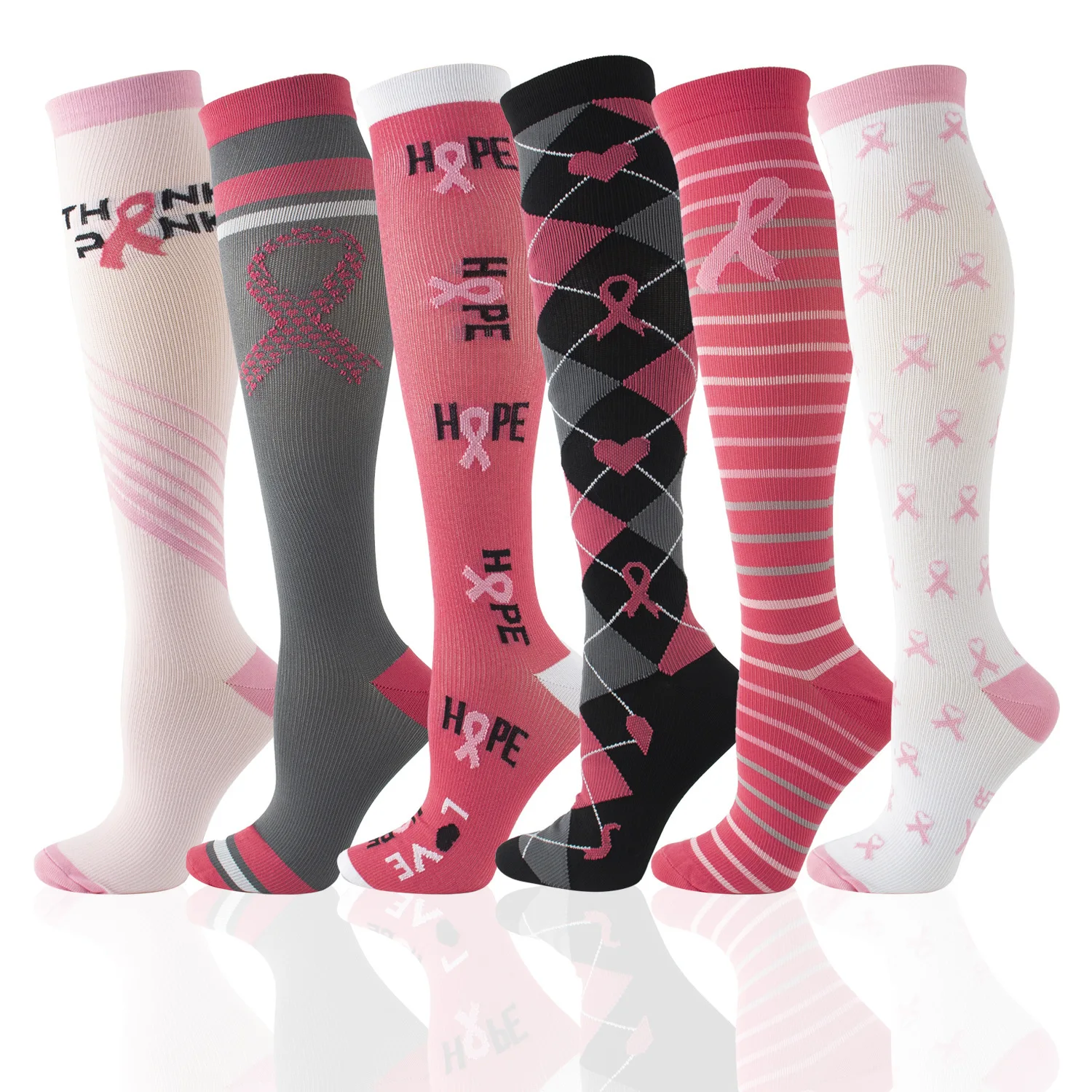 Girls Jacquard Breathable Calf Socks Design Section Pink Daily Sport Compression Socks Lovely Fashionable Sweetheart Nylon Socks