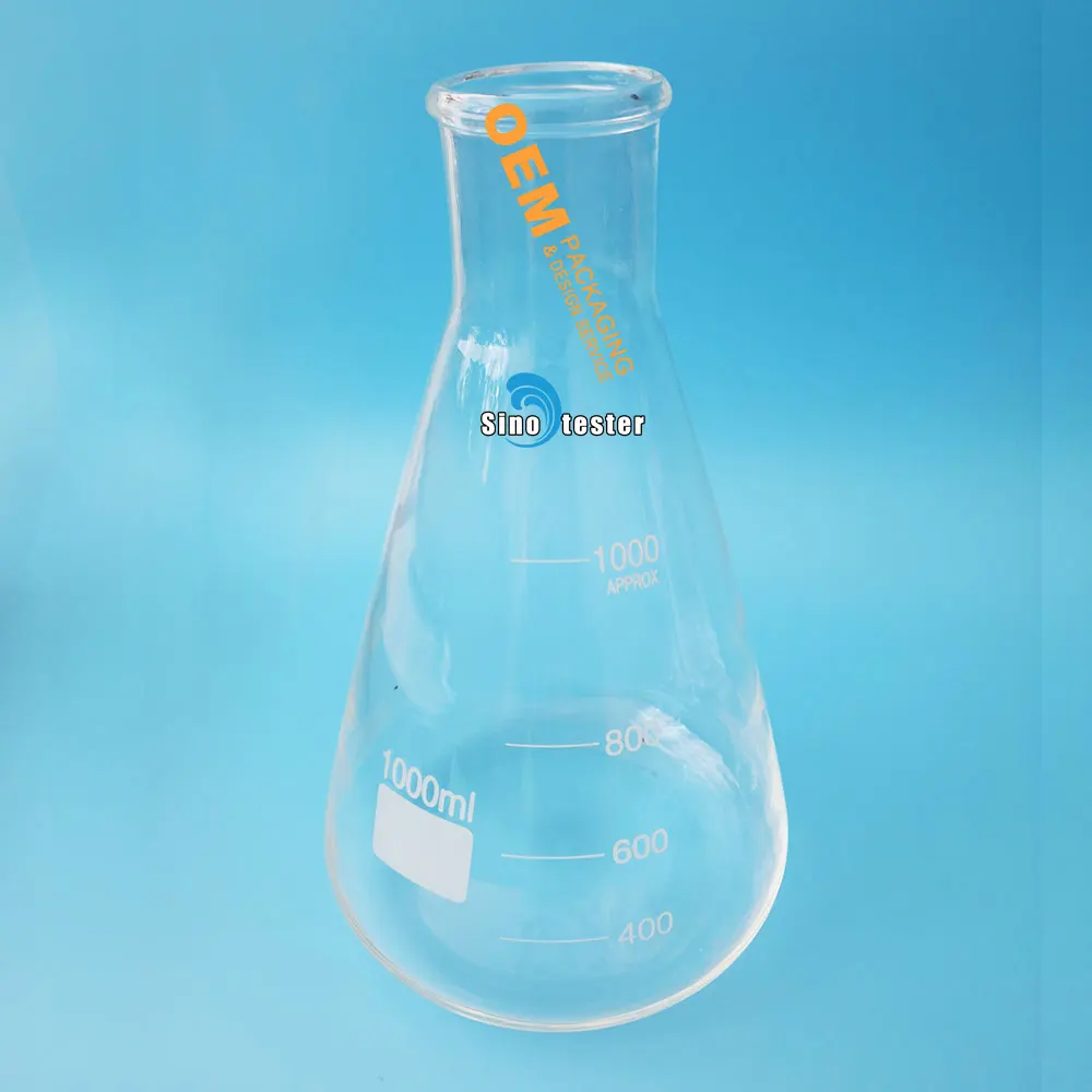 Laboratory Equipment Glass 250Ml Conical Flask Wide Neck Bottle