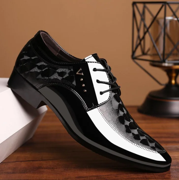 2021 Men dress shoes office business Formal  Fashion patent Leather Dress Shoes large size