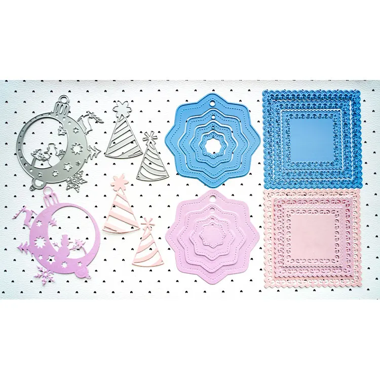 Metal Novelty Crafts Christmas Decoration Custom Diy Cards Template Metal Cutting Dies Sets With Paper