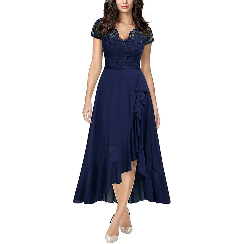 Женское кружевное коктейльное платье с оборками