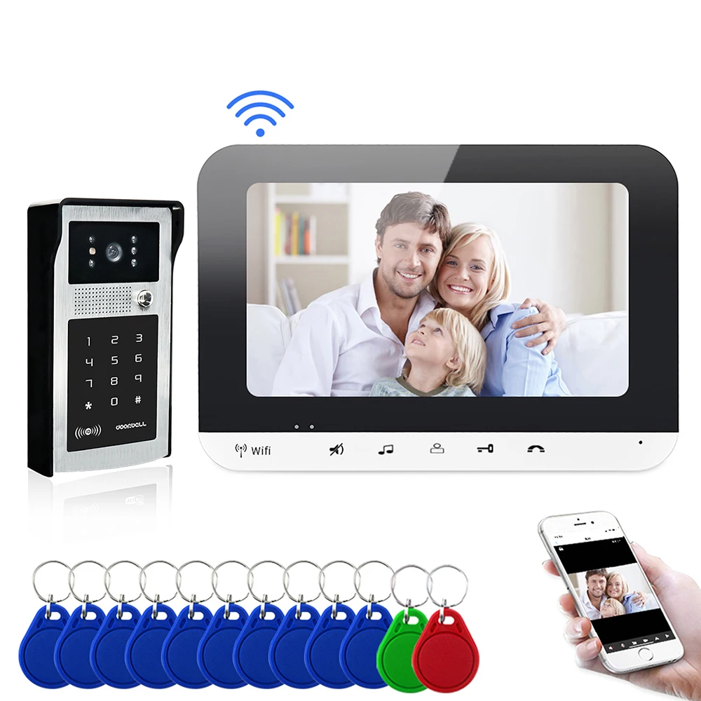 
High Quality Video Door Phone Intercom Metal wifi Doorbell Camera RFID Code Keypad Access for Villa 