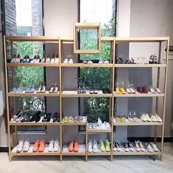 Custom Store Women Purses Ladies Handbags High Heels Casual Shoes Metal Storage Rack Display Stand Shelf