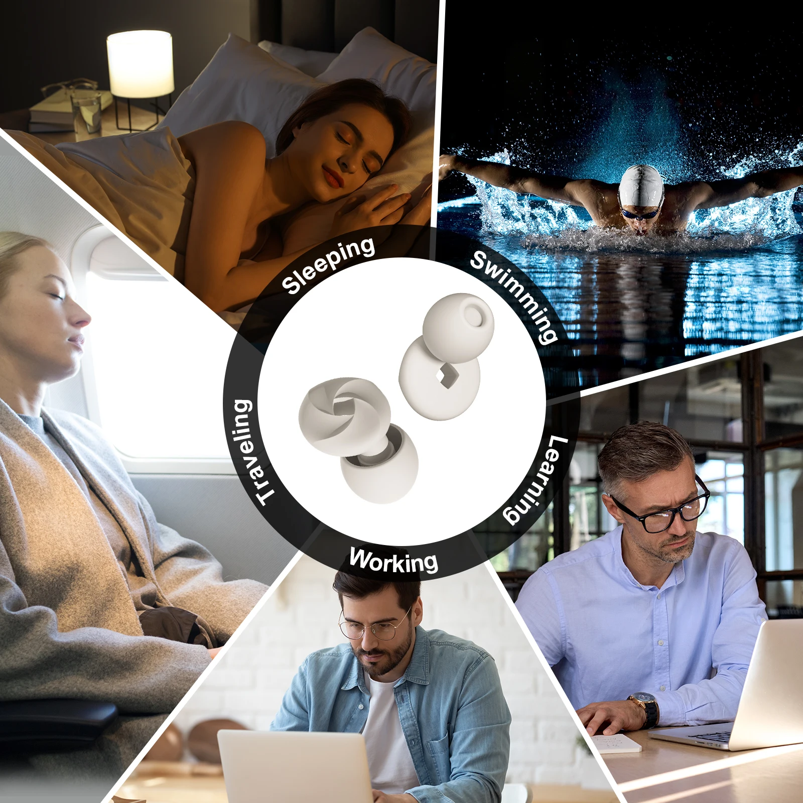 4 Size Soundproof soft reusable hearing protection earplugs for sleeping sleep ear plugs earplug silicone quiet noise cancelling