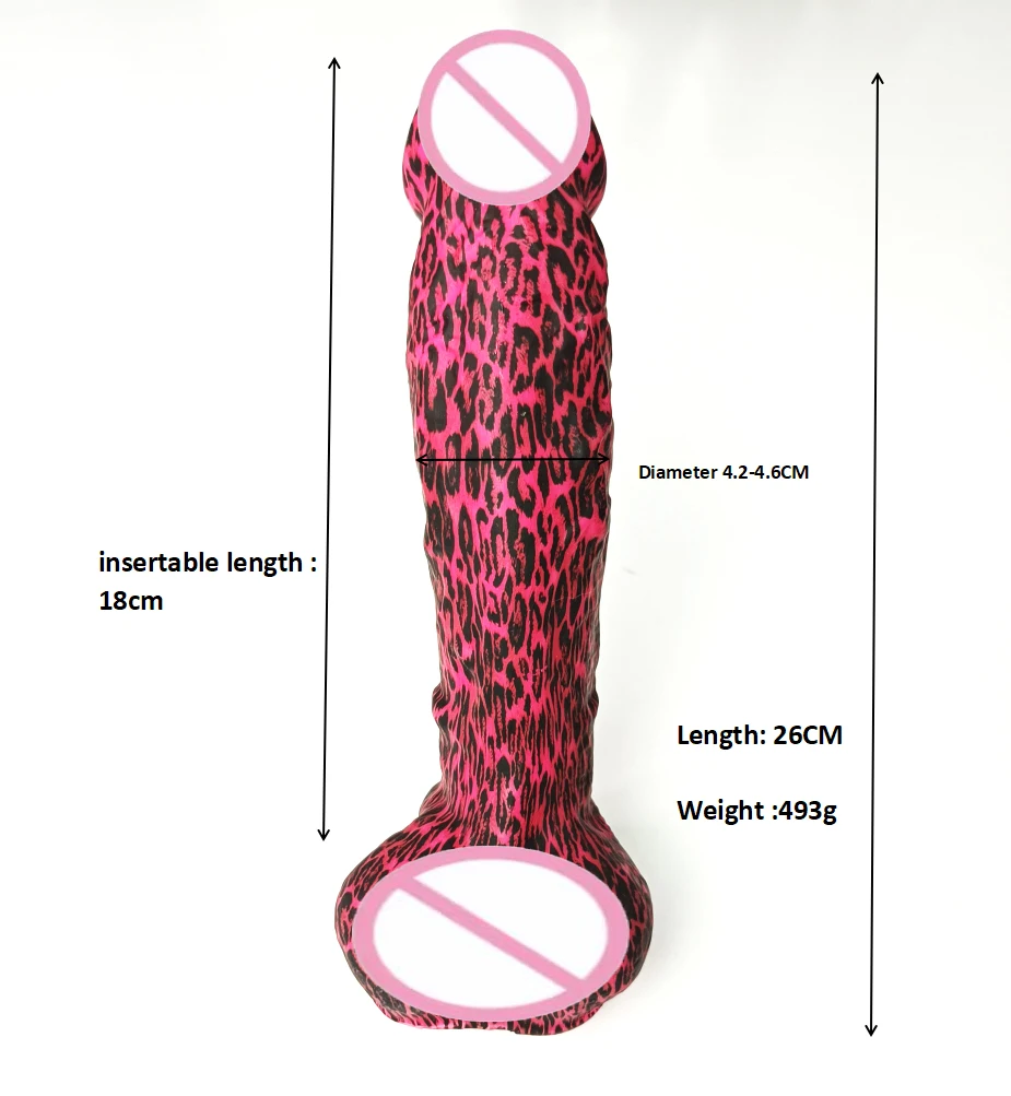 Large Dildo Zebra-stripe Anal Dildo Penis for G-Spot Stimulation Women Body-Safe Material Dildos with Strong Suction Cups