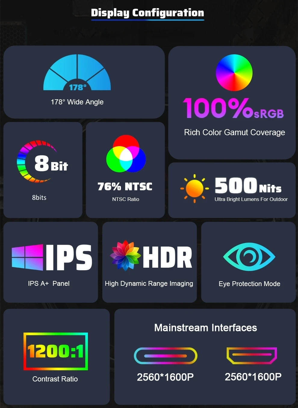 9 дюймов сенсорный экран 2k QHD портативный игровой монитор 2560*1600 высокая яркость 500 Nits для телефона Ноутбук ПК