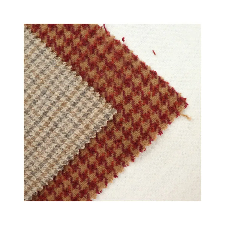 fashion style for clothing checkered tartan acrylic polyester houndstooth woolen wool fabric