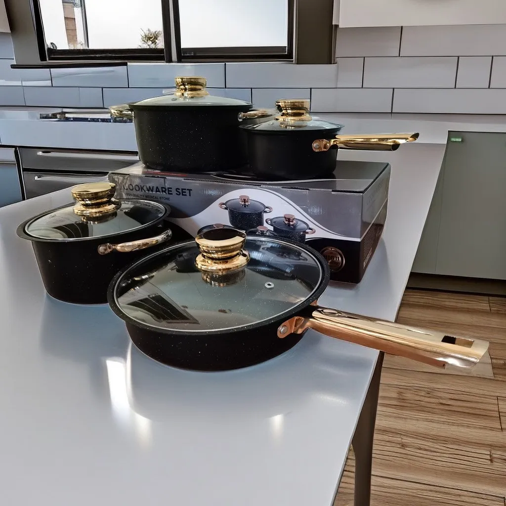 Kitchen Utensils 4-Pot Die Cast Casserole Forged kitchen Large Capacity Cookware Sets With Lid Soup Pot Set