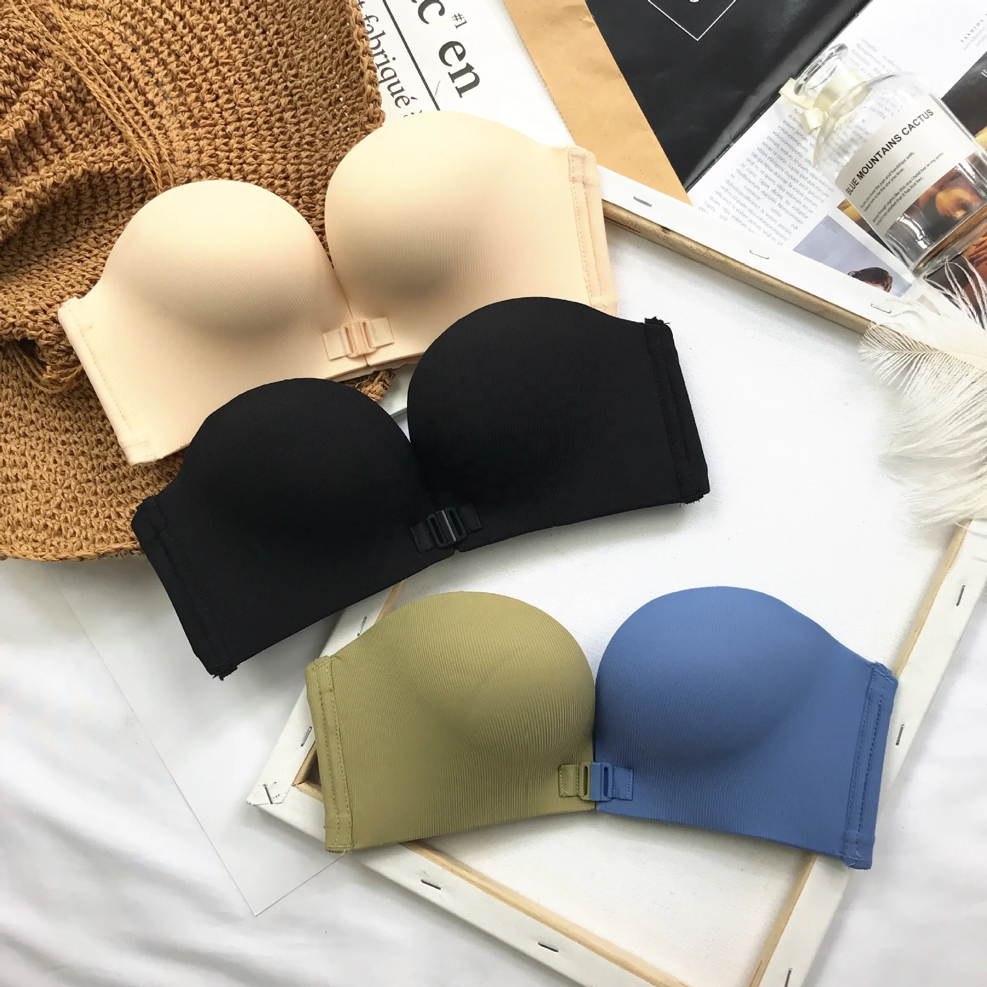 Support Custom The Miracle Of Change Simple Fashion Front Open Bra Type Half Cup Thickened Bra Straps Adjuster Wireless Bras