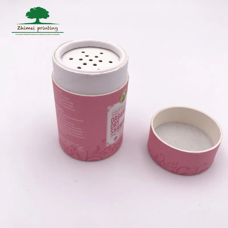 custom design cardboard cylinder tube for baby powder shaker tubes paper cylinder container with sifter biodegradable