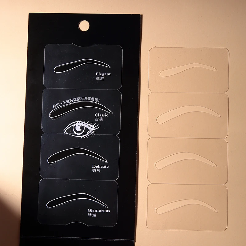 LMLTOP 4 Pcs Eyebrow Stamp And Stencil Kit Factory Price eyebrow Stamp Stencil Beauty Salon Eyebrow Stencils Shaping A0189