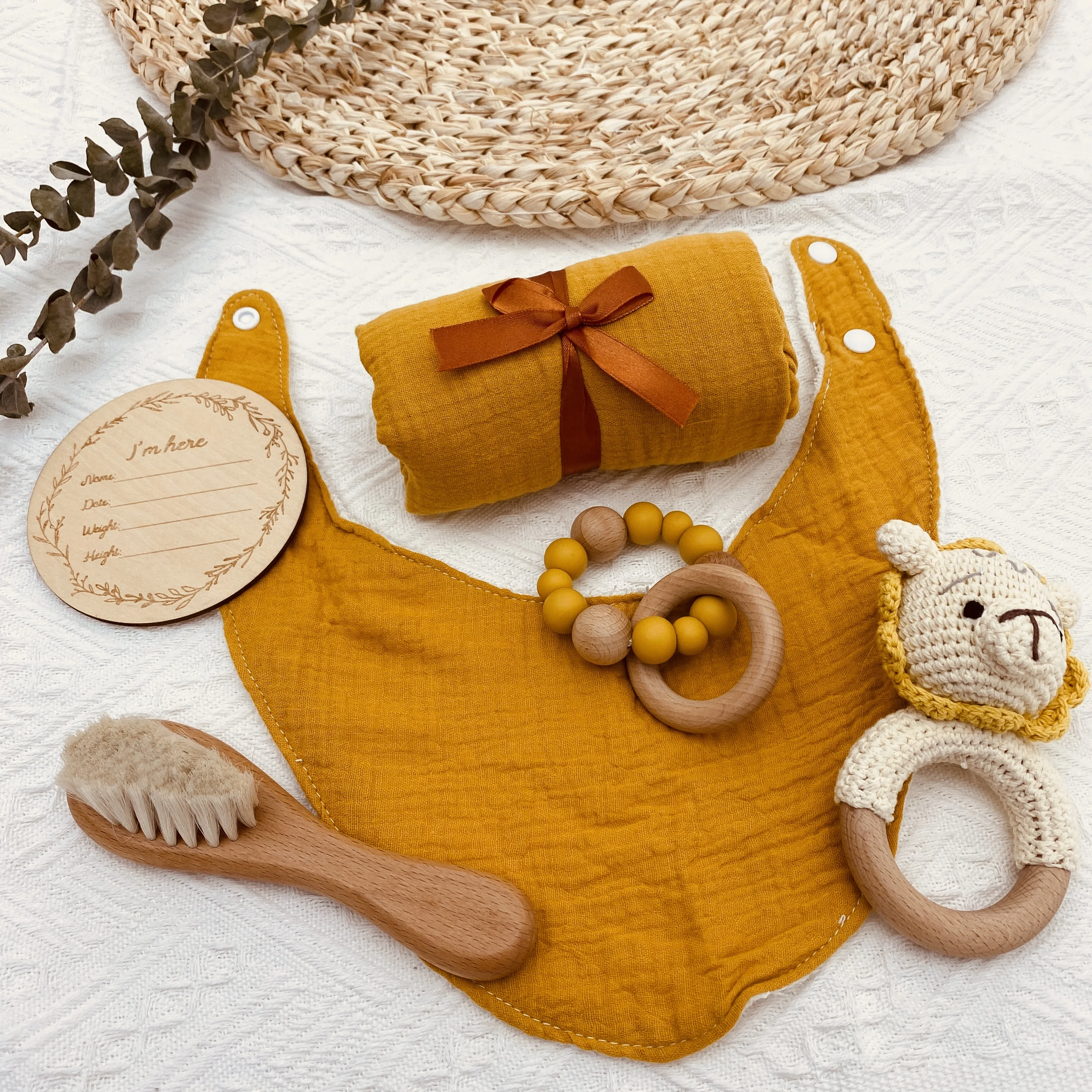 Hot sale custom design muslin material newborn baby swaddle set