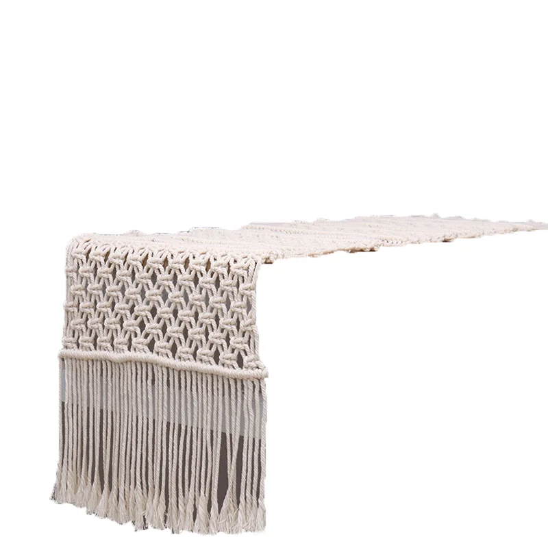 Lufu Hollow Out Wedding Decoration Morocco Handwoven Macrame Table Runner  Natural Cotton Lace Table Runners table runner set