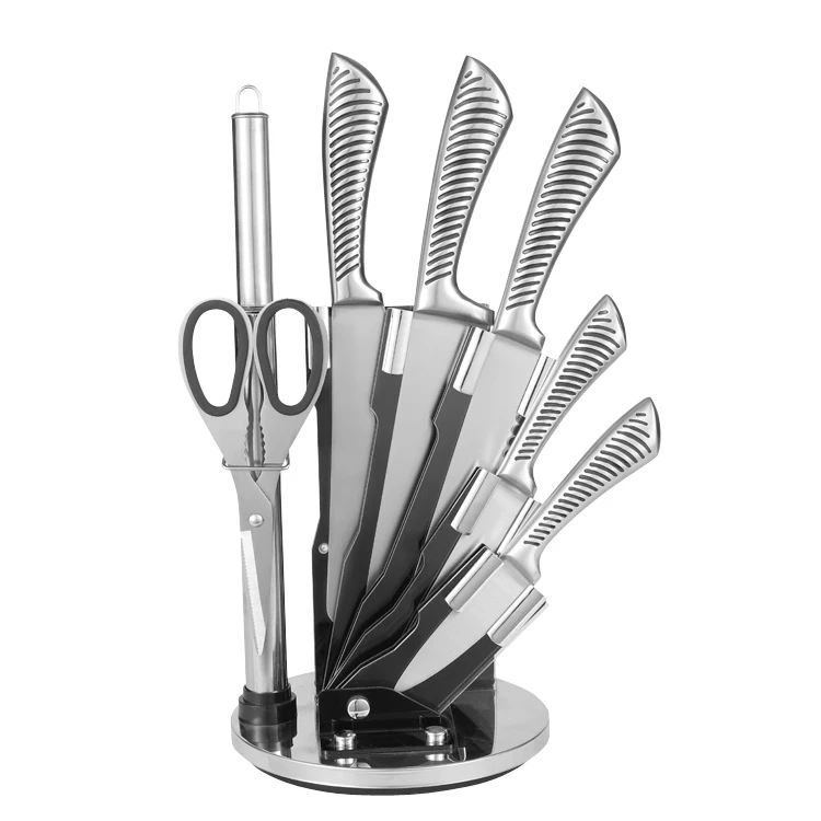 New Design 8 Pcs High Carbon Steel Forged Handle Butcher Cleaver Chef fKitchen Knife Set
