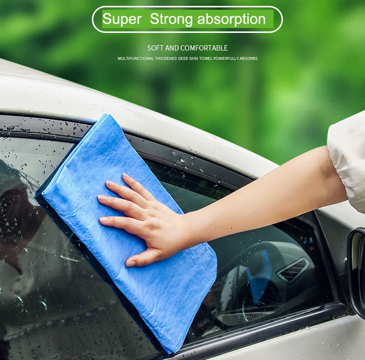 wholesale grade car wash towel cleaning drying microfibre car pva natural chamois fabric towel super absorbent deerskin cloth