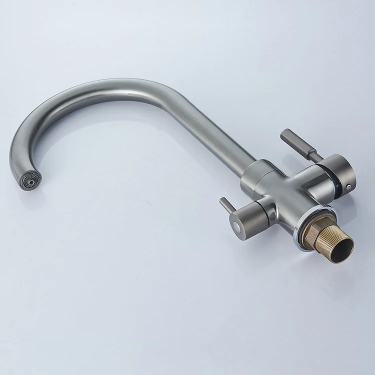 Gold Hot Cold Brass Purifier Clean Drinking  Water 3 Way dual Handel kitchen Faucet