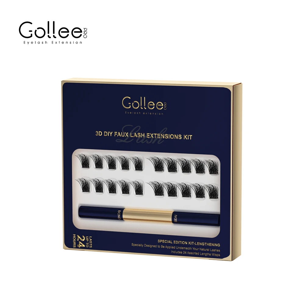 Gollee Glue Cluster Lashes Wholesale Bulk Eye Lashes Kit Diy Segment Strip Eyelash Lash Cluster Extension Glue Kit