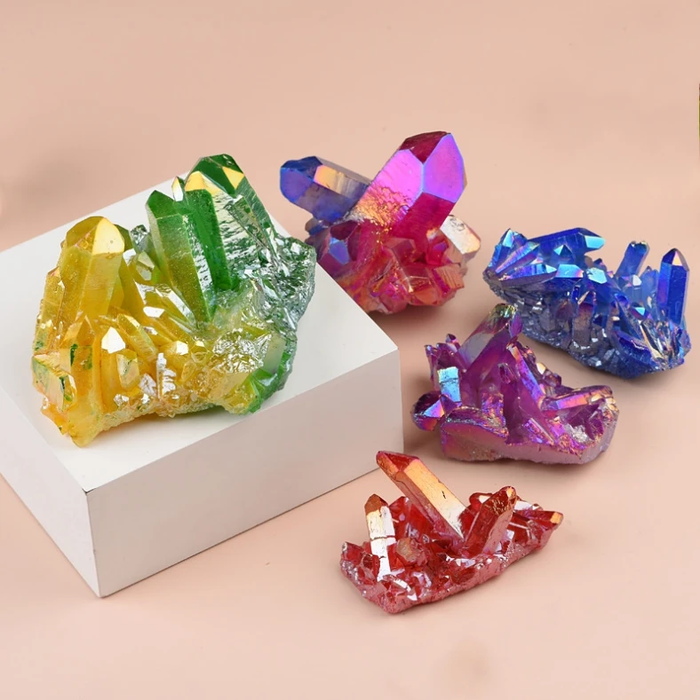 Wholesale natural Reiki crystal stone spirit angel Aura Quartz crystal Cluster