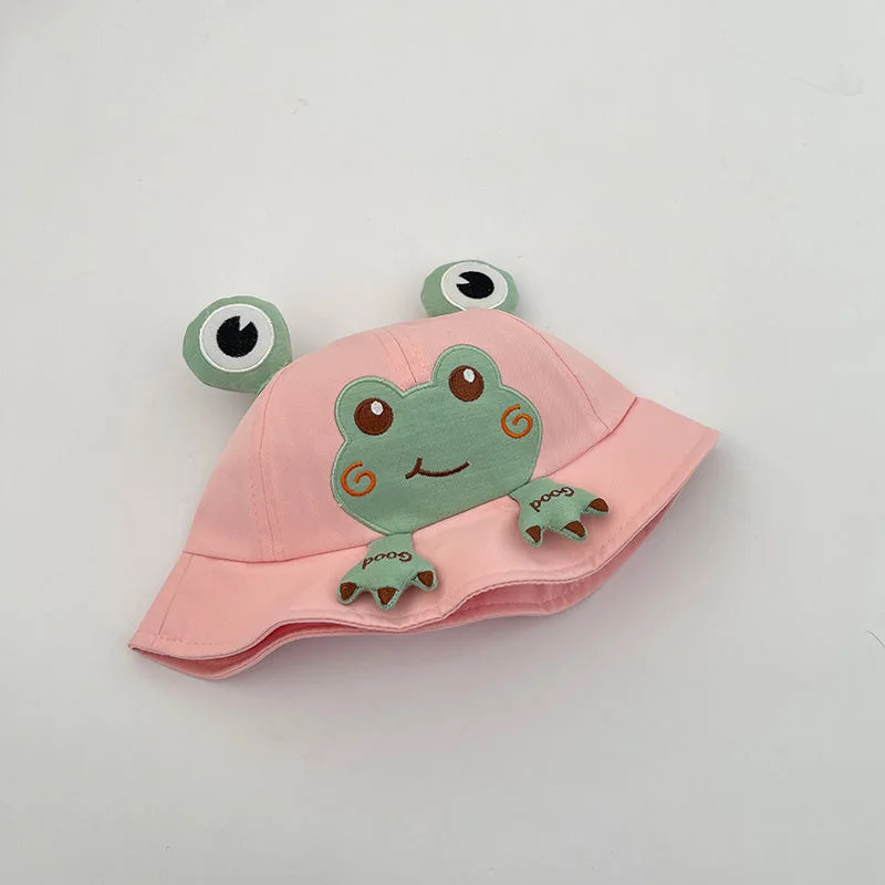 MOTE-GS093 Children Summer Thin Leisure Mesh Fisherman Hat Cute Frog Big Eyes Breathable Boys and Girls Baby Pot Hat