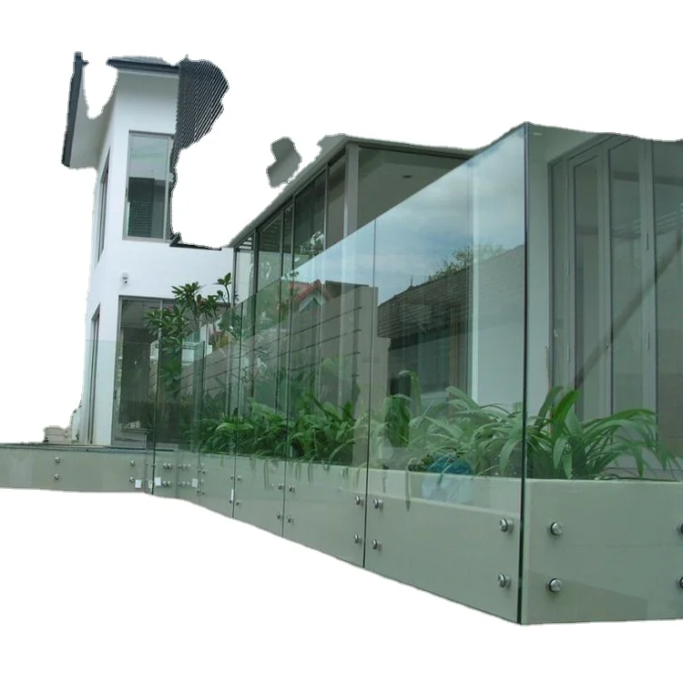 Outdoor Full Frameless Glass Railing Standoff Glass Balustrade Handrail