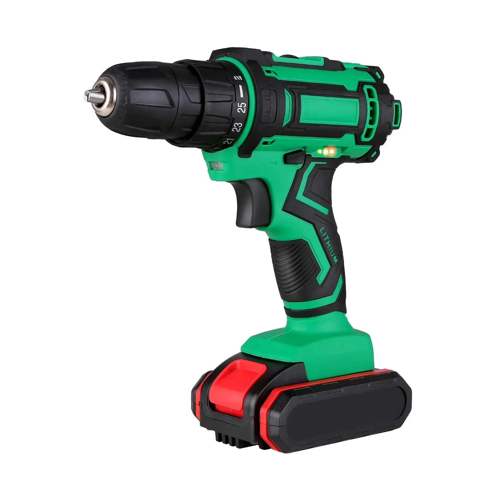 21V Cordless Electric Drill 3/8 Inch Chuck Power Drill&Screwdriver with Battery Level Indicator LED Work Light 2-variable Speed