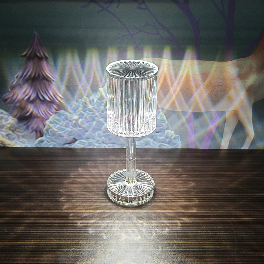 Drop Shipping New Luxury Modern Cylindrical Decorative Beside Touch switch Acrylic Led Crystal Table Lamp Light
