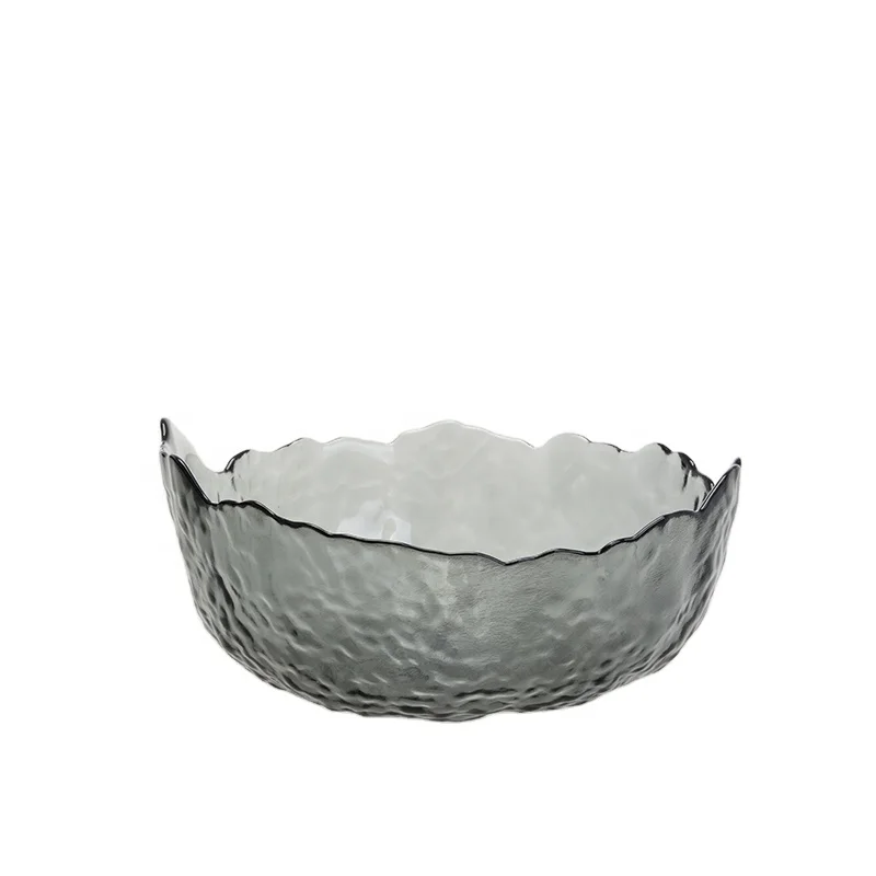 coloured creative salad glass bowl decorative glass fruit bowl for home kitchen 1380ml