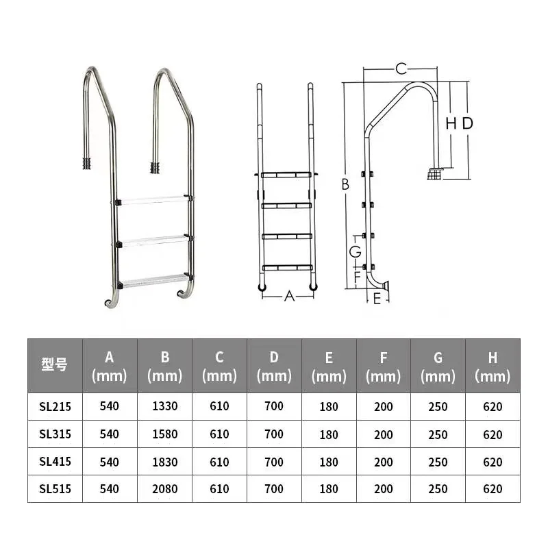 Swimming Pool Accessories 304/316 Stainless Steel Swimming Pool Ladders For Above Ground Pool