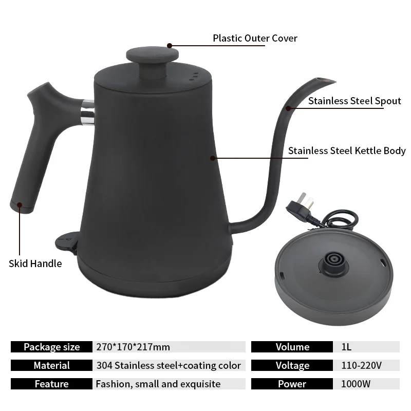 Wholesale smart  electric water kettle electric stainless steel gooseneck coffee electric kettle for boiling water