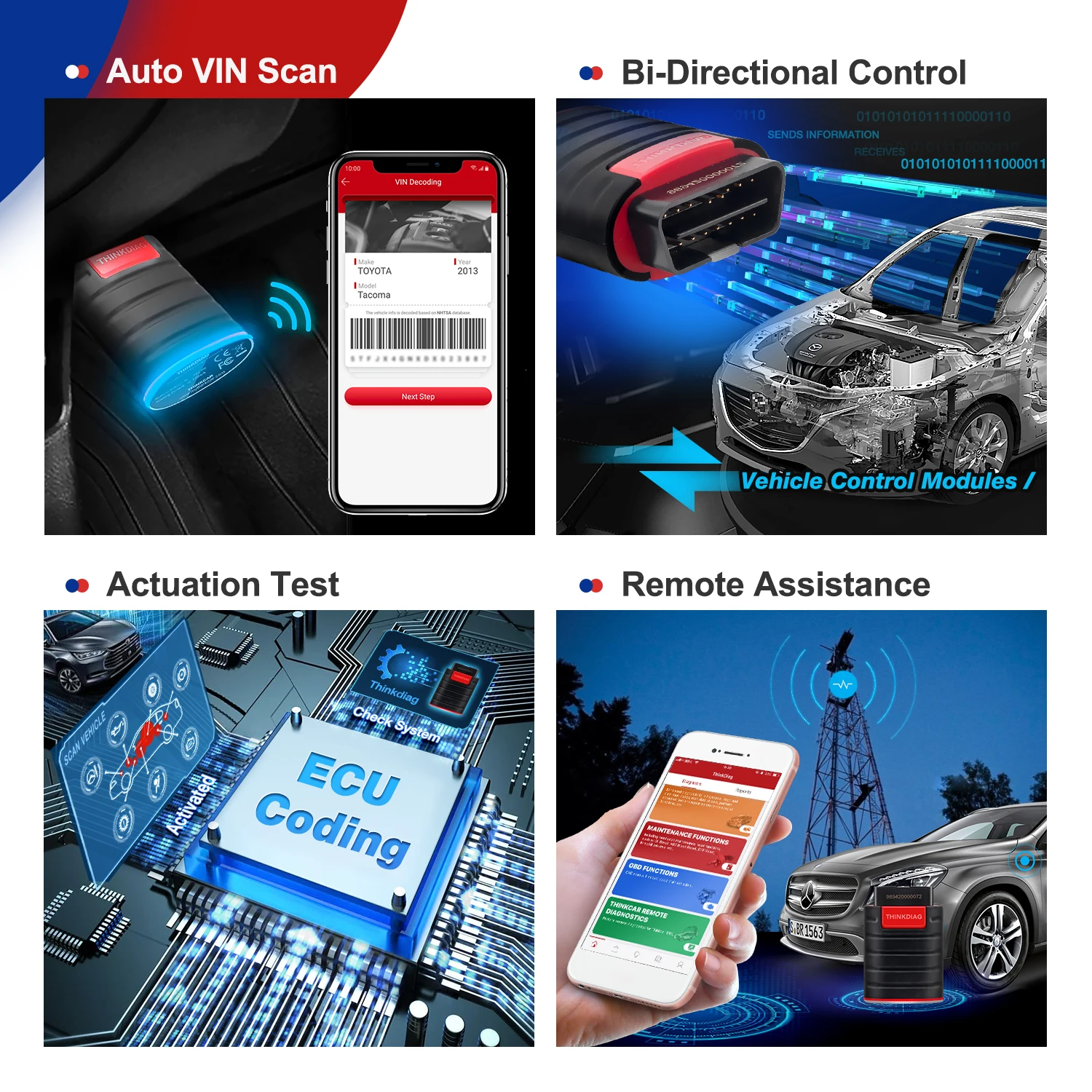 New Version ThinkDiag ALL Car Brands Systems Reset Service 1 Year Free Update OBD2 Diagnostic Tool Active Test ECU Code Surpass