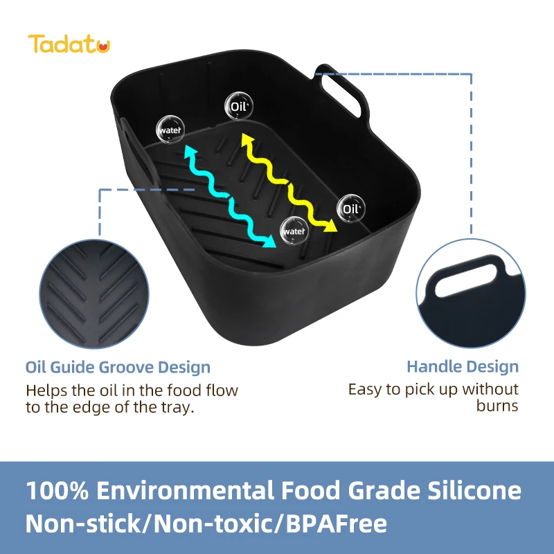 2 упаковки антипригарный прямоугольный воздушный фритюрница аксессуары многоразовая корзина поднос для выпечки силиконовые вкладыши фритюрницы Ninja Dual