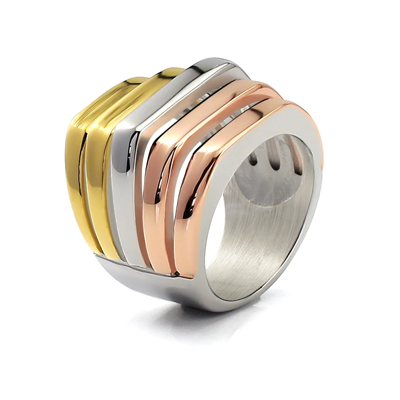 Модные широкие большие панковские кольца для женщин арочная форма три цвета из нержавеющей стали аксессуары вечеринок