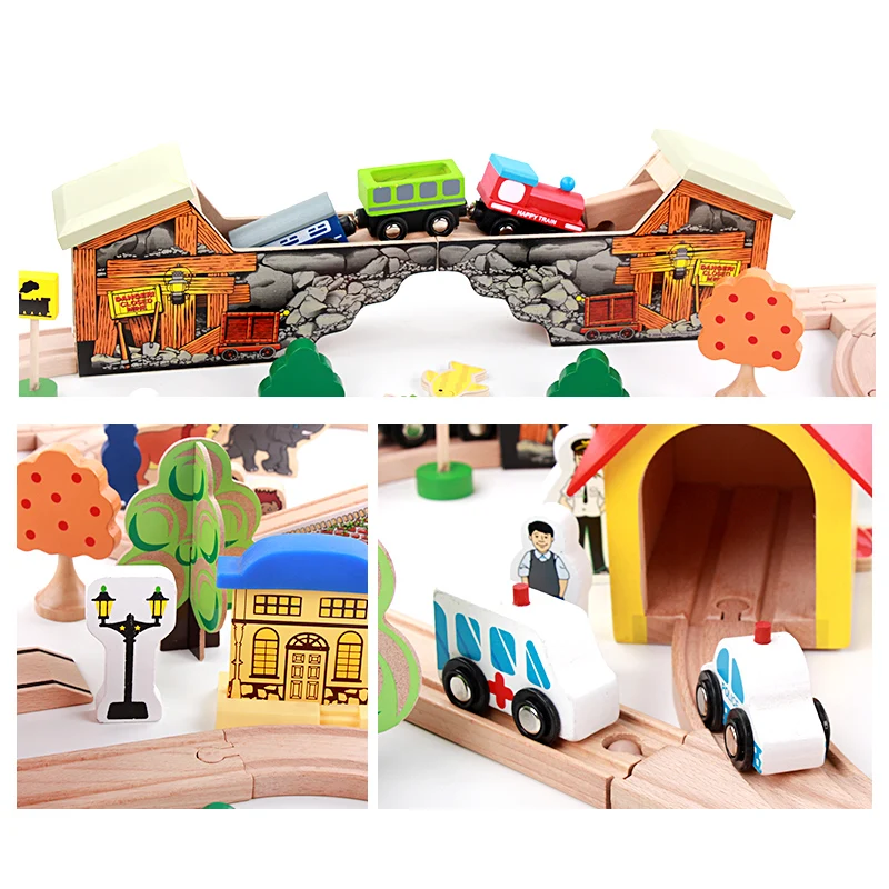 Wooden Train Sets 89 Pcs Train Tracks Toys for Toddlers Thomas Railway Kits Kids Friendly Building Construction Toy for kids