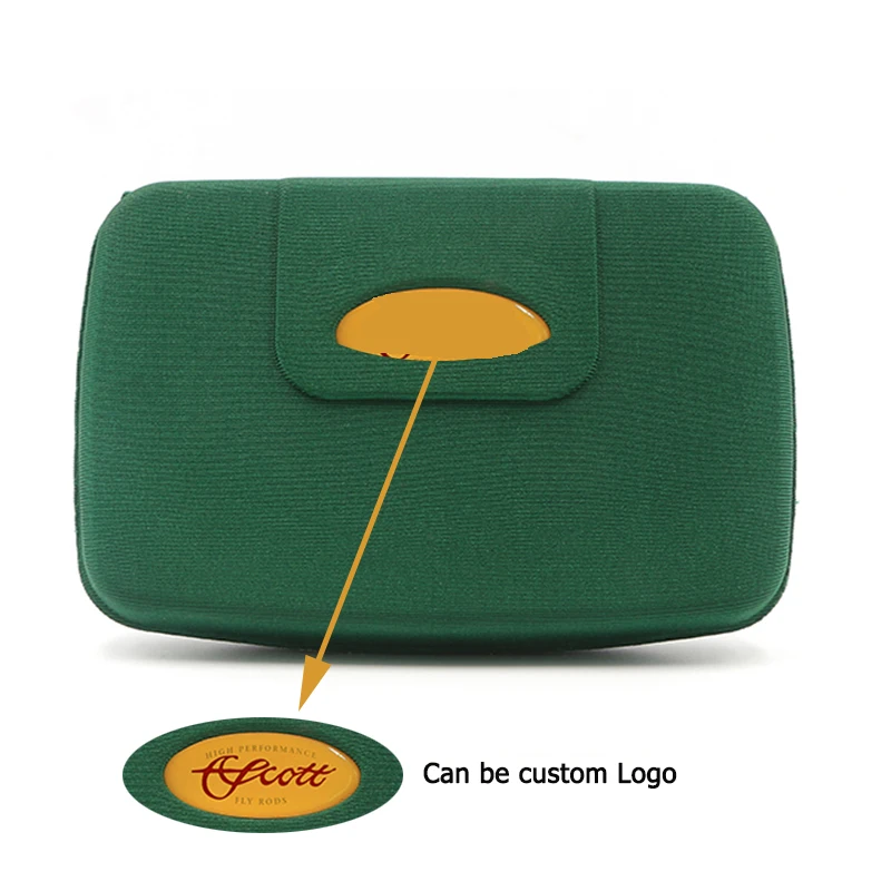 Custom Small MOQ RTS Custom Dark EVA Foam Green Fishing fly box with Epoxy logo