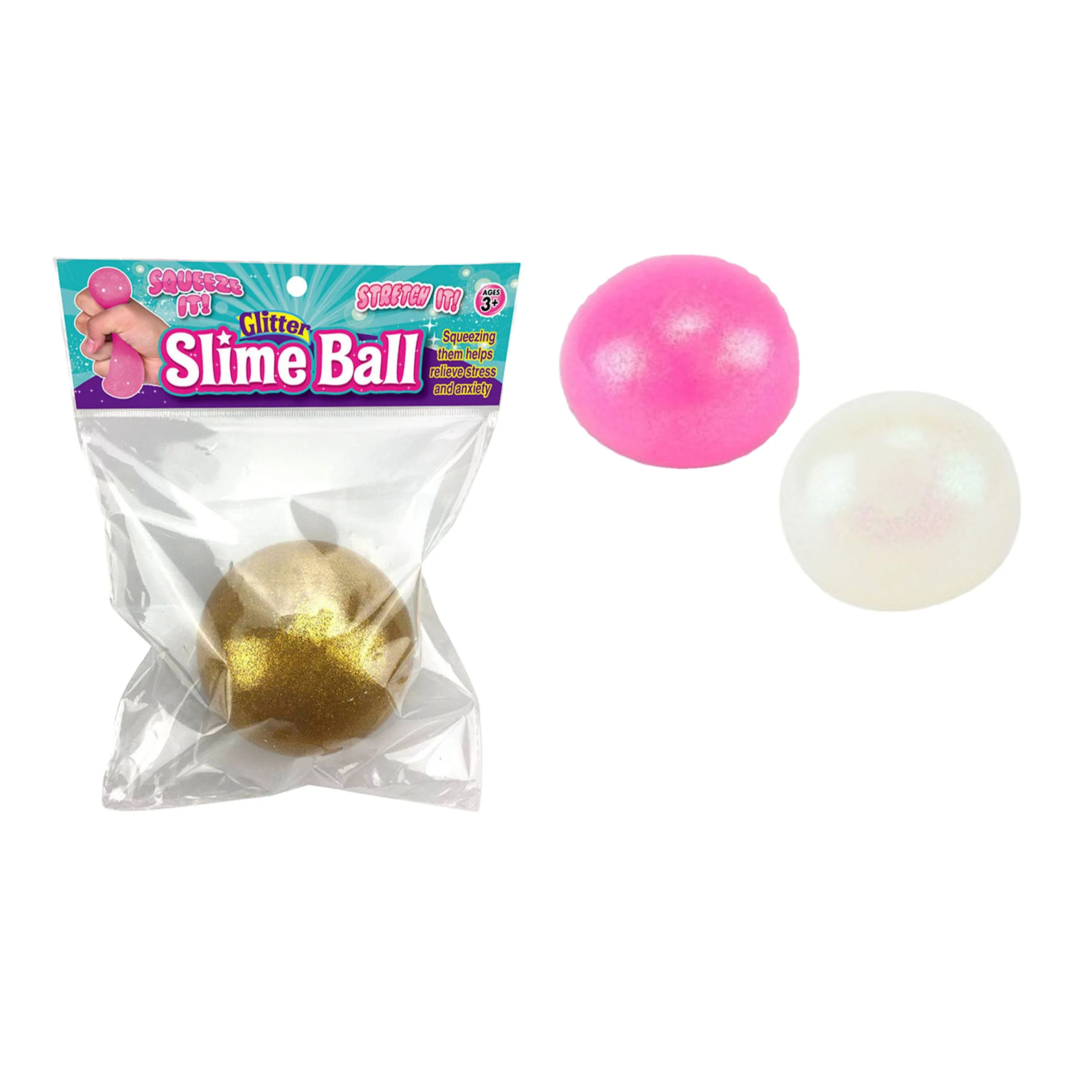 Elastic Stretchable Stress Ball Custom Squeeze Toys Anti Stress Glitter Slime Shinning Balls Logo Print Stress Relief Ball