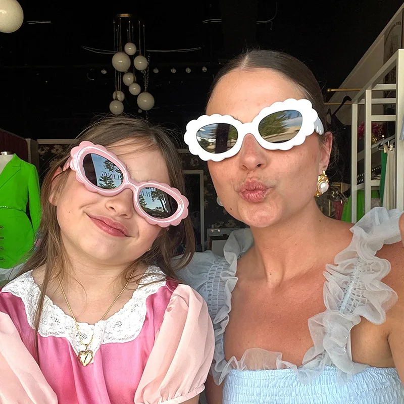 Retro Sexy Oval Sunglasses Women Men Luxury Brand Fashion Rose Pink Punk Flower Sun Glasses Ladies UV400 Shades