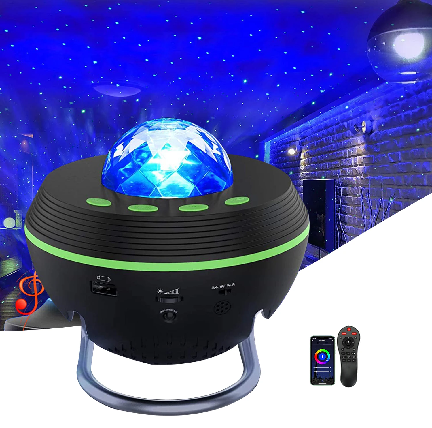 WIFI smart galaxy projector light,nightlight led star light projector with APP control