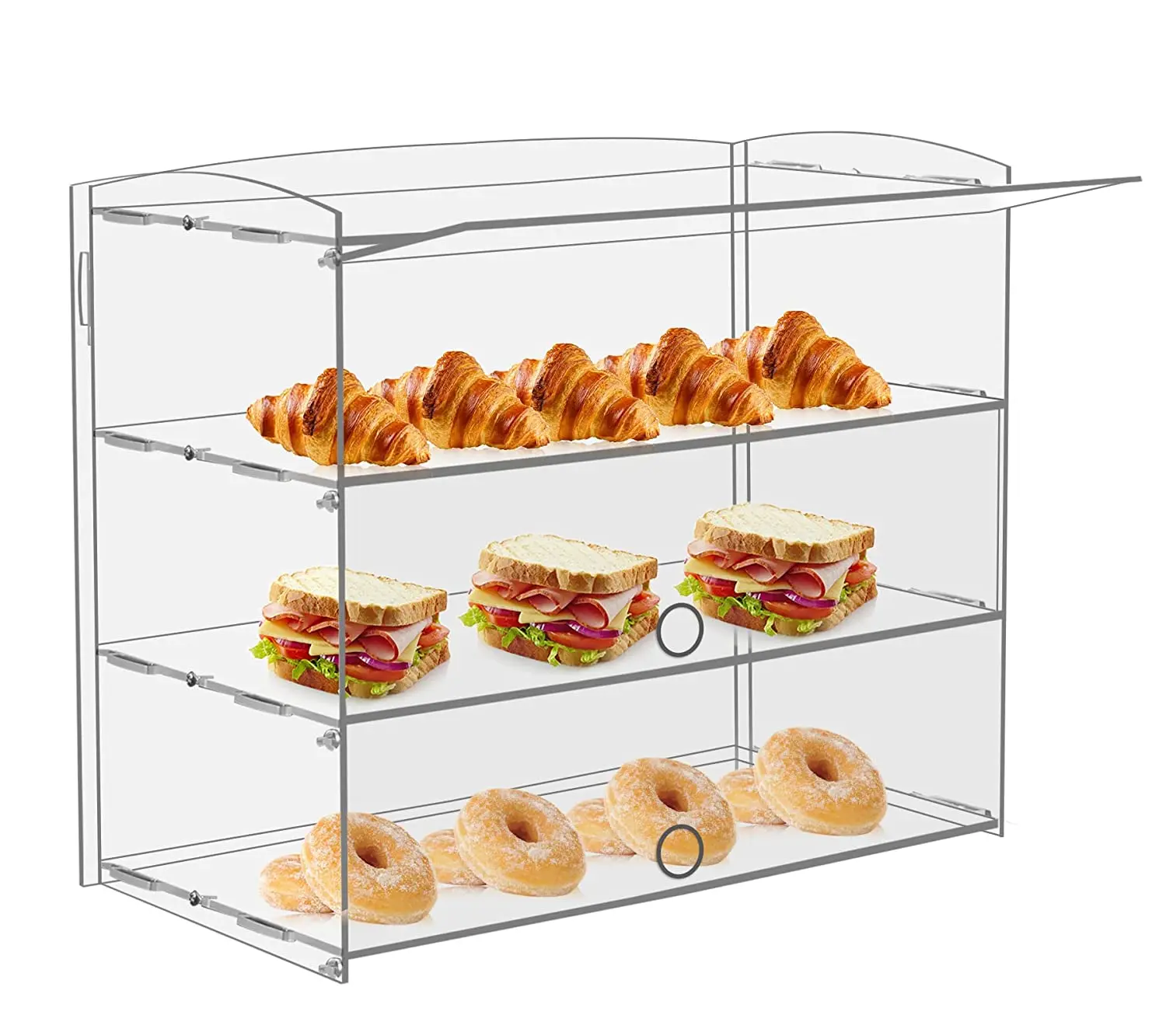 Three-layer pastry display cabinet, transparent assembly bakery cabinet, commercial pastry baking commodity cabinet
