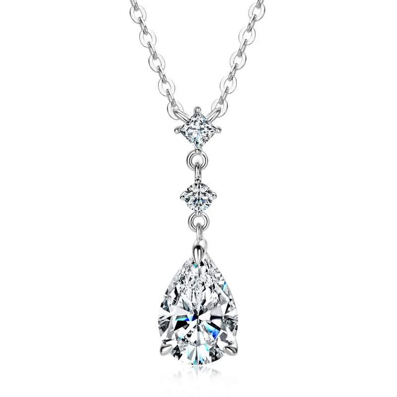 De Classic Pass Diamond Tester Classic D Color White Full Moissanite Necklace 925 Sterling Silver Water-drop Pendant Jewelry