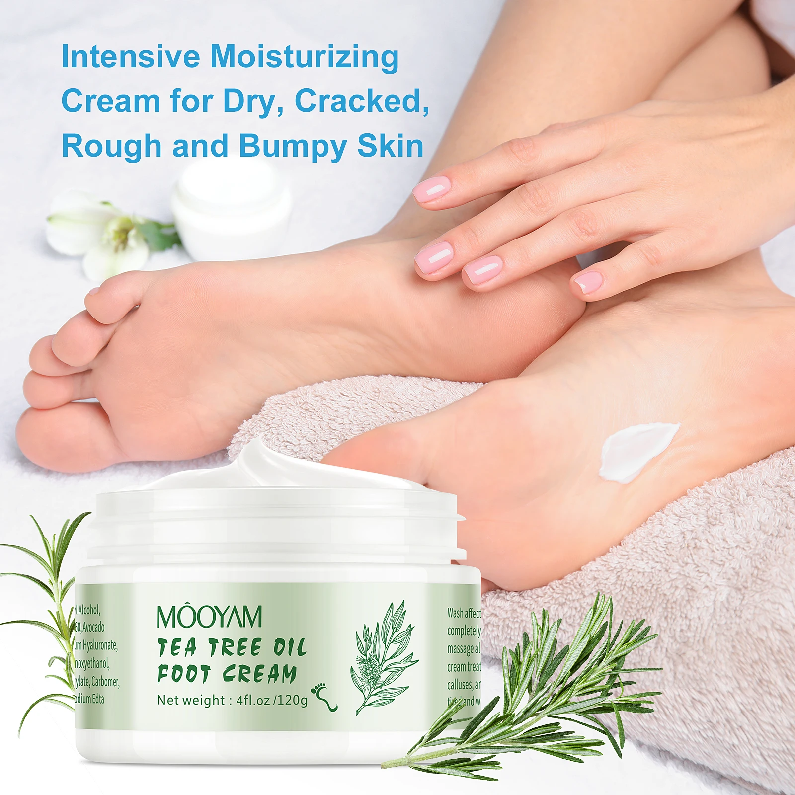 Private Label Cracked Heels Anti Itching Foot Care Cream Moisturizing Herbal Tea Tree Oil Foot Cream