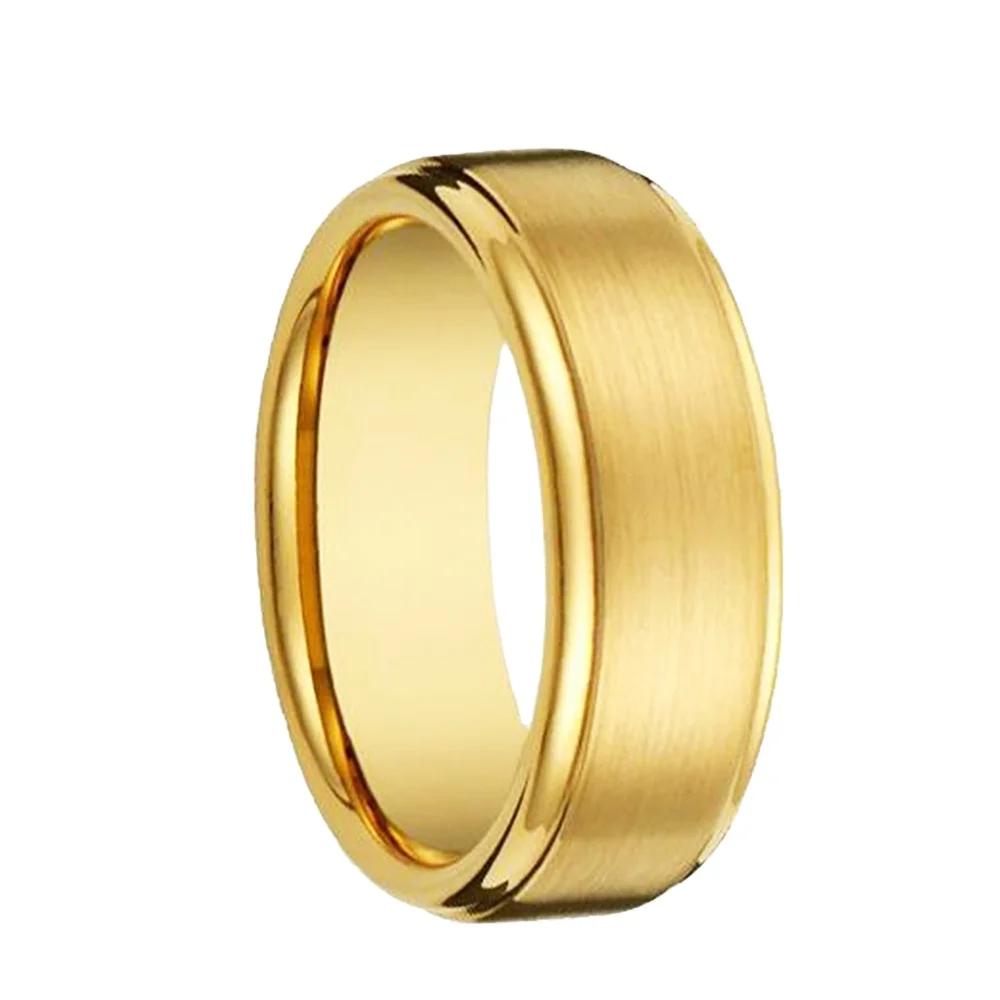 6mm 8mm matte polished women muslim gold ring design tungsten  carbide gold ring designs without stones