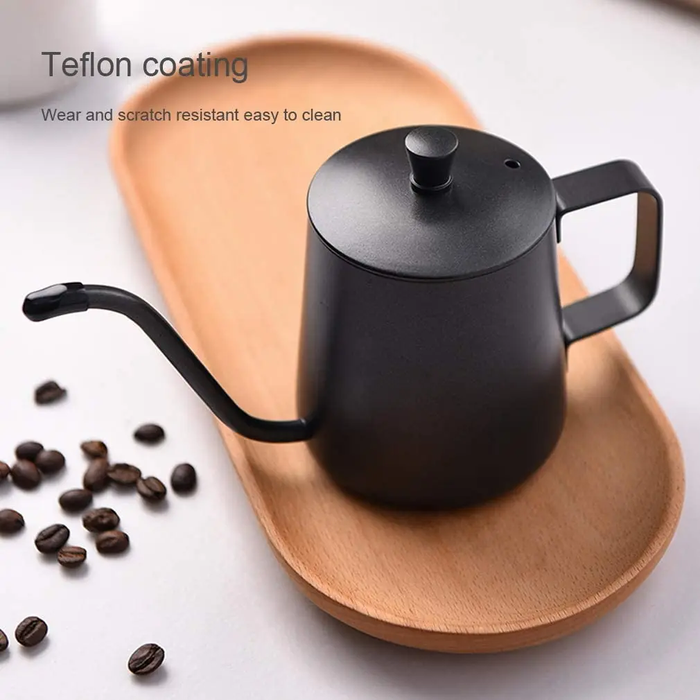 350ml Anti-scalding  Black Coating Thermos Arabic Tea Pot Gooseneck Coffee Pour Over Kettle
