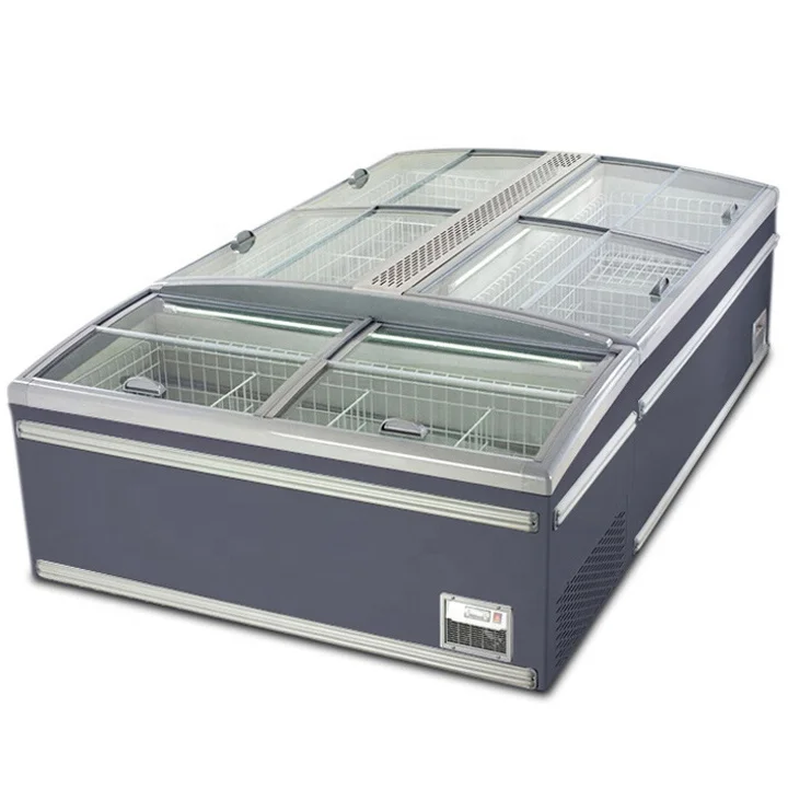 Combined Island Display Freezer Commercial Retail Sliding Doors Automatic Defrost Supermarket Freezer Ice cream